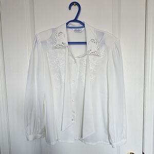 White Embroidered Women's Top